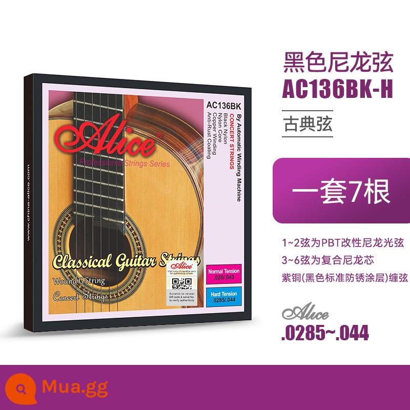 Bộ 6 dây đàn guitar cổ điển Alice 1-6 dây 1 dây nylon đơn phụ kiện đàn guitar cổ điển - [Dây đen] AC136BK-H (độ căng mạnh)