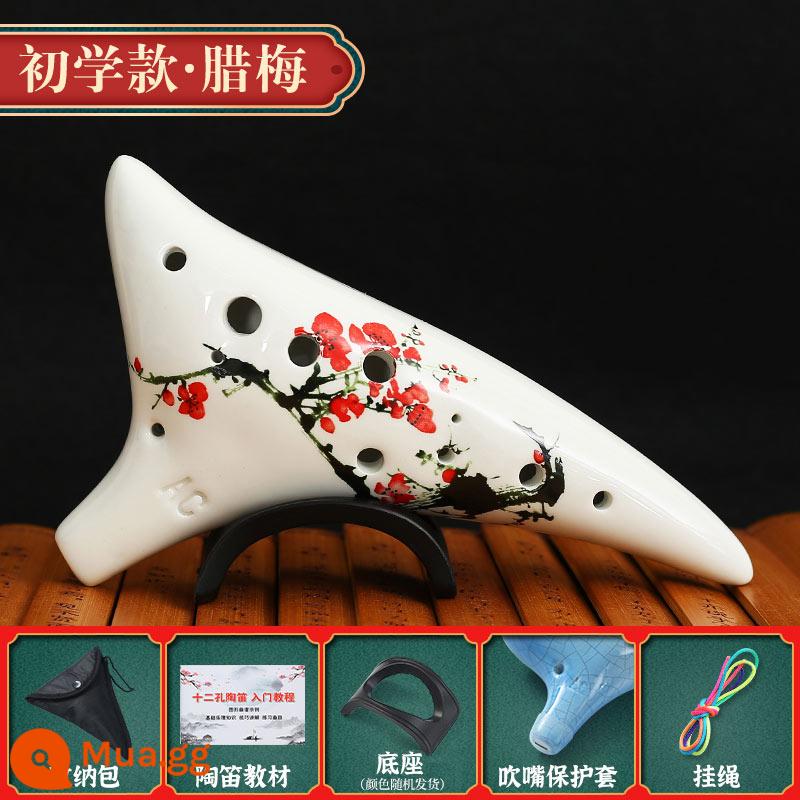 12 lỗ alto AC mục nhập cấp nhựa Ocarina cấp mới bắt đầu chữ miễn phí nhạc cụ chuyên nghiệp chống rơi sinh viên phím C - [Ceramic] Mận mùa đông AC 12 lỗ + quà tặng