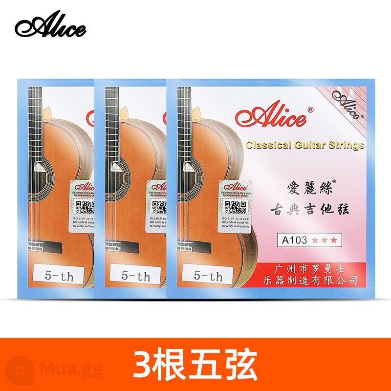 Bộ 6 dây đàn guitar cổ điển Alice 1-6 dây 1 dây nylon đơn phụ kiện đàn guitar cổ điển - 3 gốc năm dây