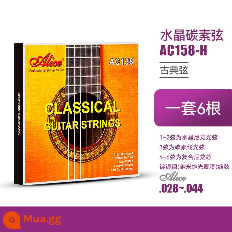 Chính Hãng Alice AJ500 Dây Đàn Guitar Cổ Điển Bạc Dây Nylon Bộ 6 Phụ Kiện Đàn Guitar Cổ Điển - [Dây nylon pha lê carbon mạ bạc] AC158-H (độ căng mạnh)