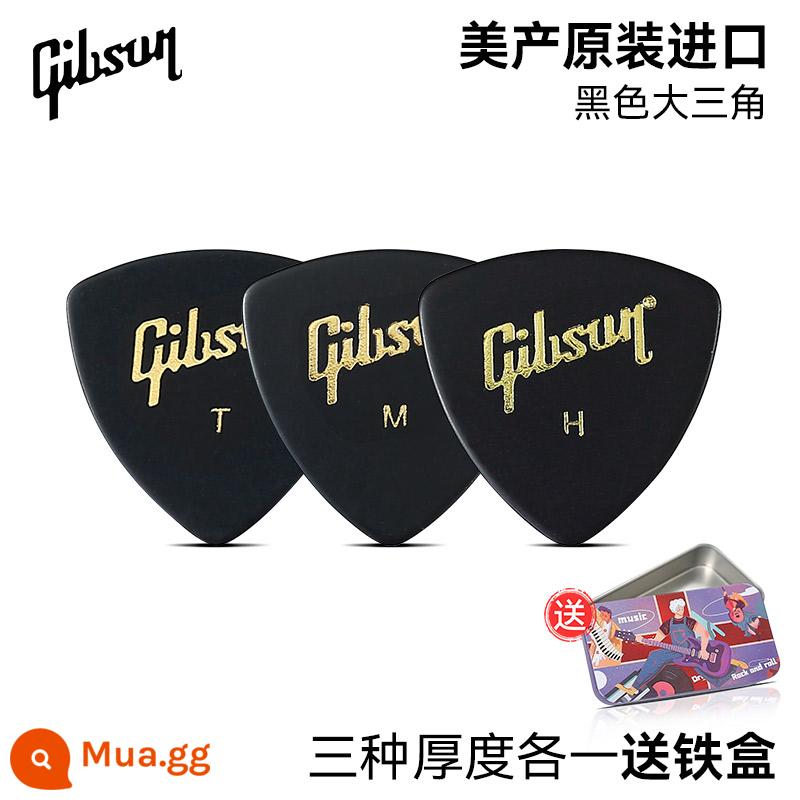 Gibson đàn guitar điện tốc độ chọn ngón tay chọn đàn guitar acoustic dân gian hộp đàn gảy chọn - [Gói ba mảnh - tam giác đen] Một trong ba độ dày + hộp sắt miễn phí