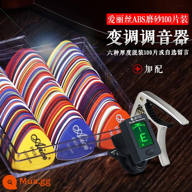 Alice Guitar Paddite Scrub ABS Guitar Guitar Cousin Box - Sáu hỗn hợp dày gồm 100 chiếc hoặc sự lựa chọn của bạn + bộ chỉnh và capo