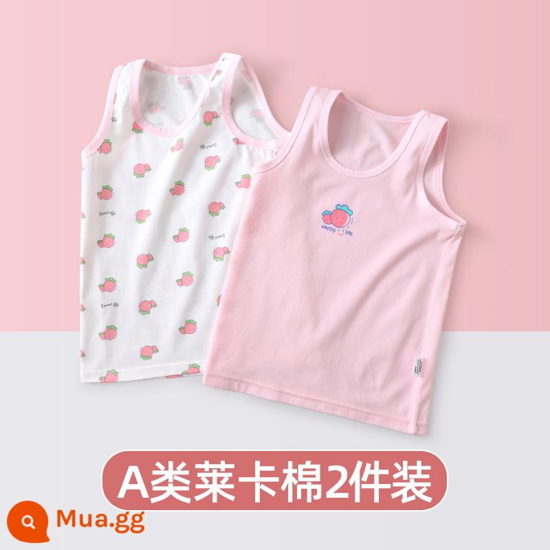 Áo Vest Trẻ Em Bé Gái Mặc Cotton Bé Gái Bé Gái Bé Gái Địu Nhỏ Trẻ Em Bé Gái Quần Lót Bé Gái Vest Nhỏ - Dâu-Bông Lycra (2 gói)