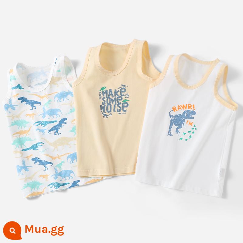 Áo Vest Trẻ Em Bé Trai Cotton Mặc Bên Trong Bé Trai Bé Trai Bé Trai Mùa Hè Vượt Rào Quần Lót Trẻ Em Áo Vest Nhỏ - Khủng long bông Lycra màu vàng nhạt