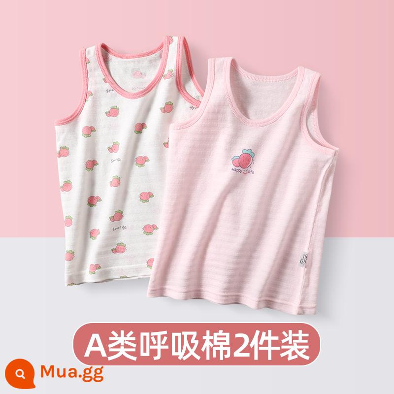 Áo Vest Trẻ Em Bé Gái Mặc Cotton Bé Gái Bé Gái Bé Gái Địu Nhỏ Trẻ Em Bé Gái Quần Lót Bé Gái Vest Nhỏ - Bông thở hương dâu (2 gói)