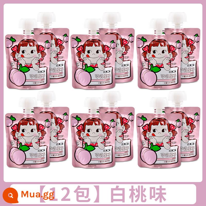 Buerjia Sucking Jelly Ngày của trẻ em Đồ ăn nhẹ Đồ uống Pudding có thể hút Trẻ em mẫu giáo Chia sẻ quà tặng Bán buôn - [12 gói] Hương đào trắng