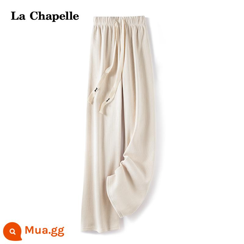 La Chapelle 2022 mùa thu đông nữ mới thẳng vải nhung phong cách dáng rộng Plus nhung quần ống rộng - Màu trắng nhạt (kiểu thông thường cộng với nhung)