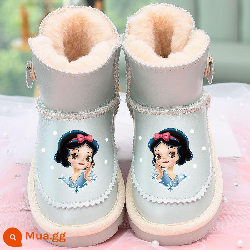 Da cô gái giày tuyết 2022 BOOTS mùa đông mới Giày bông dày đôi giày trẻ em Giày trẻ em ấm áp cotton cotton chống tuyết không thấm nước - Ánh trăng Snow Elf + Da thật chống thấm nước + Đáy mềm Oxford