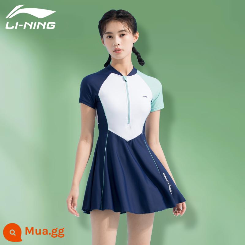 Đồ Bơi Li Ning Đầm Mùa Xuân Nữ 2022 Mới Phong Cách Bùng Nổ Cho Thấy Mỏng Che Béo Bụng Bé Gái Bảo Thủ Đồ Bơi - [Áo tắm một mảnh 610 xanh trắng] Liên hệ bộ phận chăm sóc khách hàng để nhận được bất ngờ