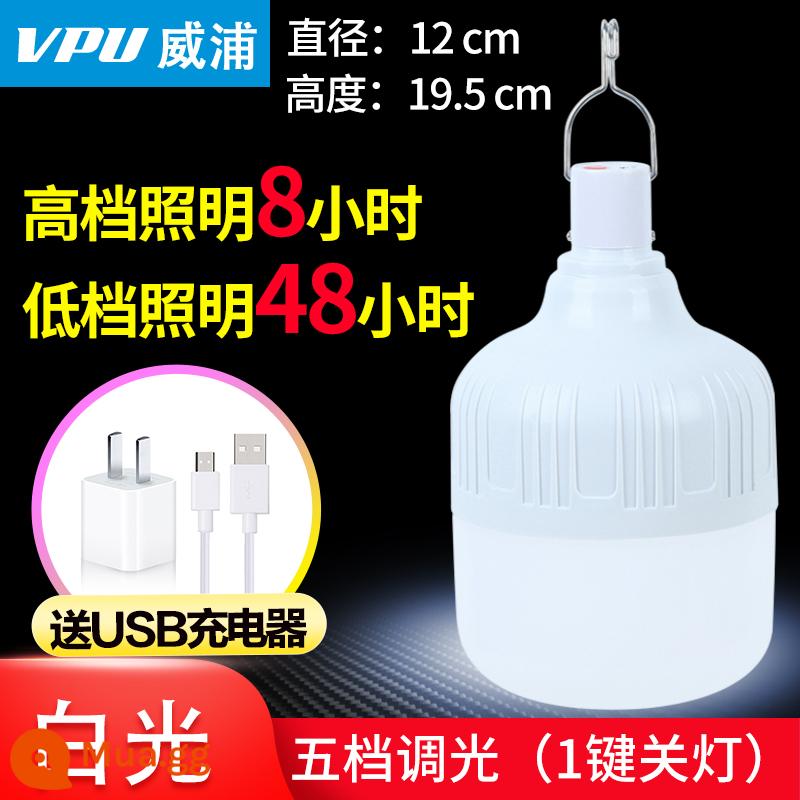 Bóng đèn sạc siêu sáng đèn chợ đêm gian hàng ngoài trời di động ngoài trời chống thấm nước và chống mưa đèn LED không dây tiết kiệm năng lượng khẩn cấp tại nhà - Model nâng cao 320W [đi kèm bộ sạc USB] điều chỉnh độ sáng năm tốc độ