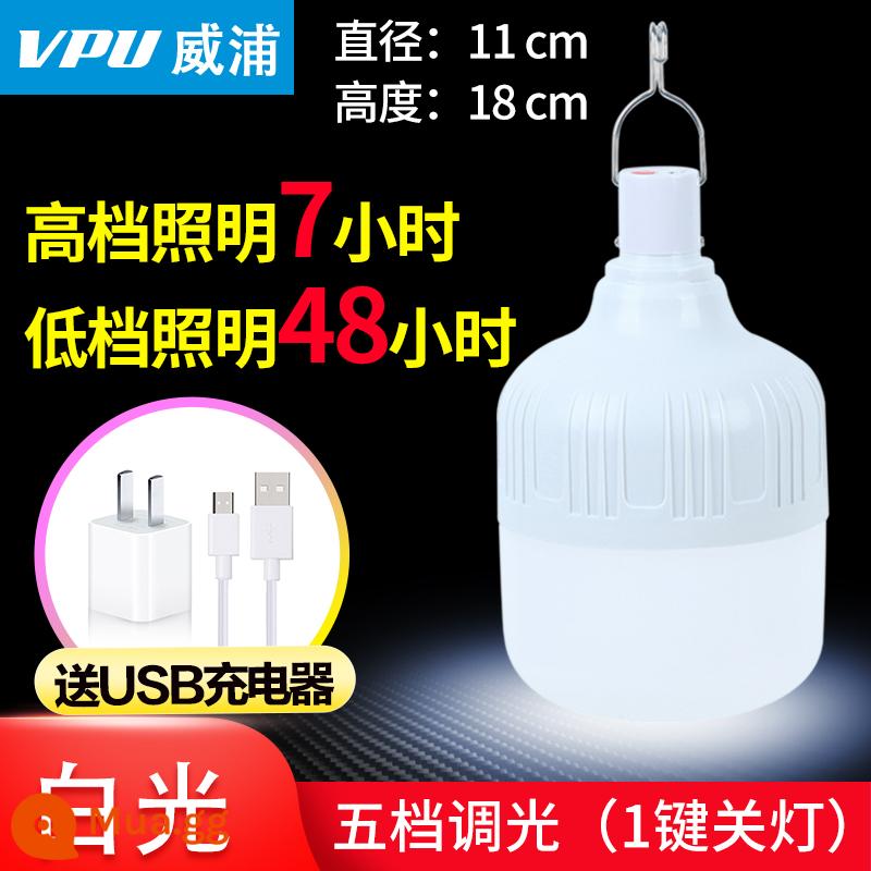 Bóng đèn sạc siêu sáng đèn chợ đêm gian hàng ngoài trời di động ngoài trời chống thấm nước và chống mưa đèn LED không dây tiết kiệm năng lượng khẩn cấp tại nhà - Model nâng cấp 200W [đi kèm bộ sạc USB] điều chỉnh độ sáng năm tốc độ