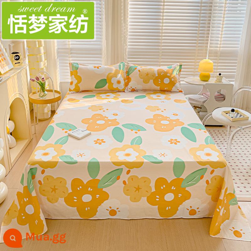 100% cotton ga trải giường đơn mảnh cotton nguyên chất ký túc xá sinh viên nam giường đôi dày 1,5 m chăn - Hoa Tây