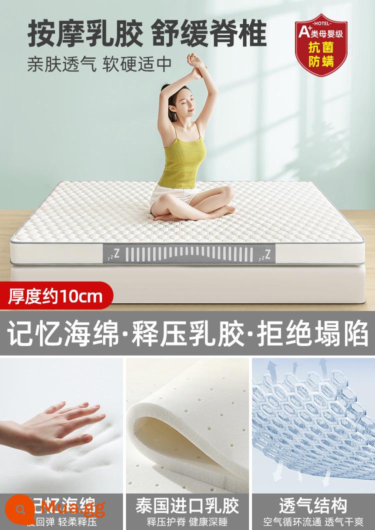 Nệm cao su đệm nhà dày chiếu tatami ký túc xá sinh viên đệm xốp đơn nệm cho thuê đặc biệt - Ngủ yên - Vitality Grey [mủ cao su dày 10cm]