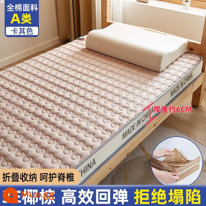 Cọ dừa nệm cứng thảm ký túc xá sinh viên đơn dày đệm cao su 90x190 gấp tatami nệm miếng lót - Kaki [bản dày 10cm]