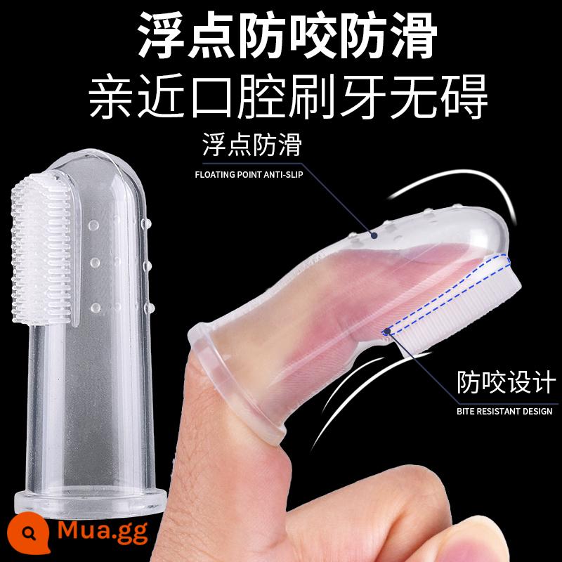 Mèo cưng silicone bàn chải đánh răng nhỏ mèo đánh răng cho chó Bộ kem đánh răng loại bỏ hơi thở có mùi có thể ăn được đồ làm sạch răng - Bàn chải đánh răng ngón tay bằng cao su mềm*3