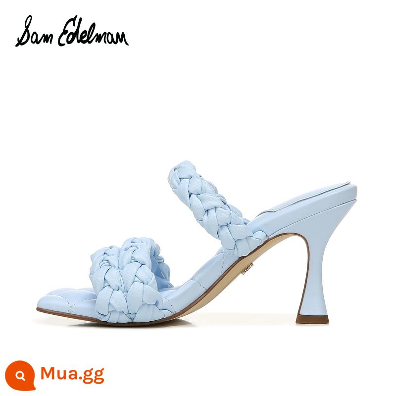 SAM EDELMAN2022 mùa hè đầu vuông màu kem ins gót nhọn hợp thời trang xăng đan cao gót thời trang giày nữ MEGHAN - Màu xanh (nên chọn lớn hơn một size)