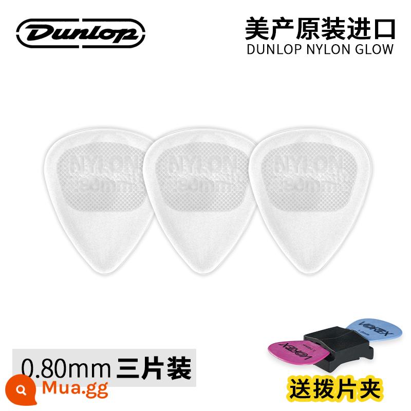 Gậy đàn 6 múi Dunlop Đàn guitar Dunlop pick đàn guitar dân gian nylon dạ quang siêu mềm chống trơn trượt - Gói ba mảnh 446R_0.80 dạ quang