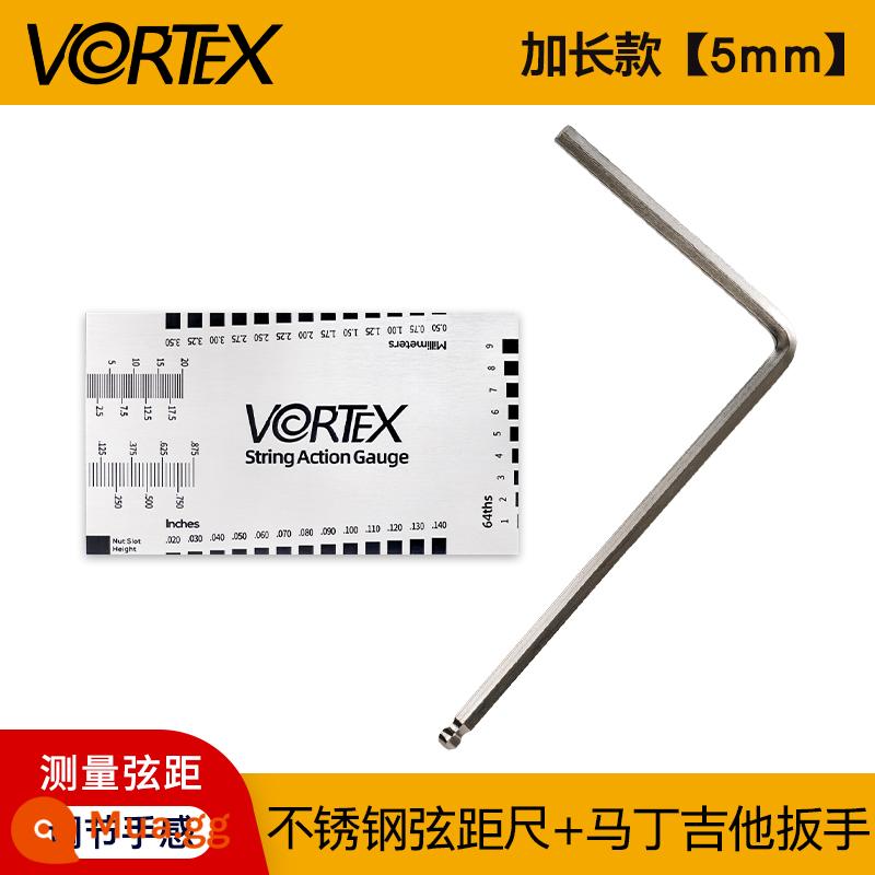 VORTEX Dây Đàn Guitar Đo Khoảng Cách Thước Bass Cổ Điển Đàn Guitar Điện Điều Chỉnh Cổ Cờ Lê Dây Chiều Cao Thước Kẹp Dụng Cụ Thước - Thước dây thép không gỉ + Cờ lê đàn guitar Martin [5mm]