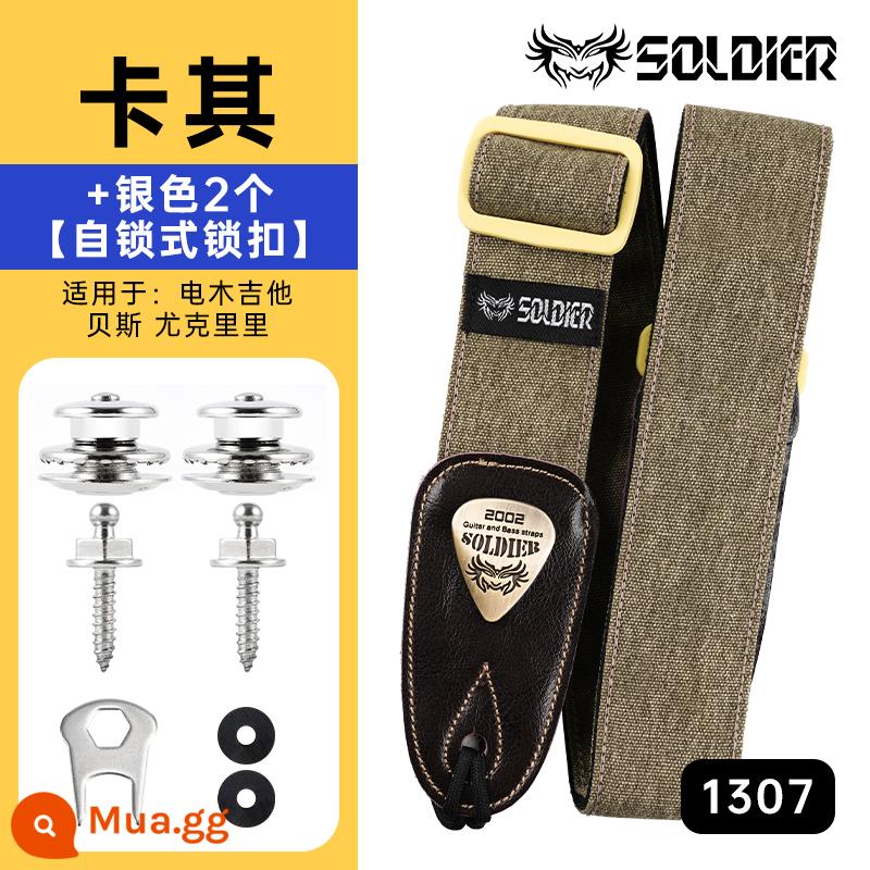 lính lính đàn guitar bé túi dân gian bass guitar điện bé túi đàn guitar gỗ túi bé dây đeo vai đa năng - [Khaki]1307+Bạc Túi Khóa Cho Bé