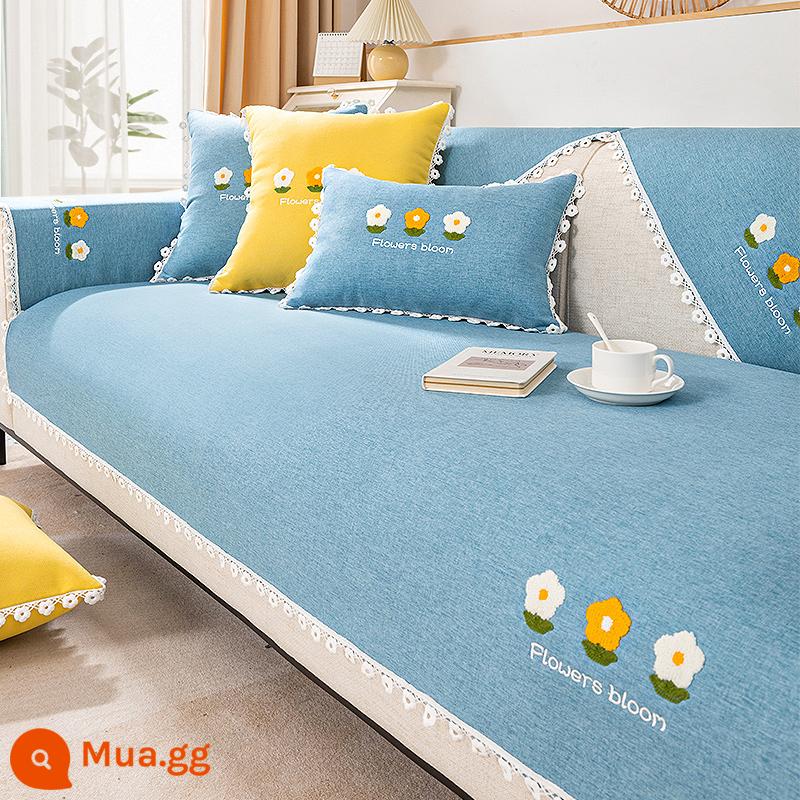 Đệm sofa Nanjiren bốn mùa vải lanh bông đa năng đệm chống trượt bao gồm tất cả ghế sofa đa năng bao gồm tựa lưng khăn che vải - Lạc Tây-Xanh