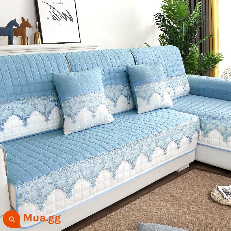 Nam Cực Sofa Đệm Bốn Mùa Đa Năng Chống Trơn Trượt Chống Bụi Đơn Giản Hiện Đại Ghế Sofa Tựa Lưng Khăn Bọc Vải - Scotland-Xanh