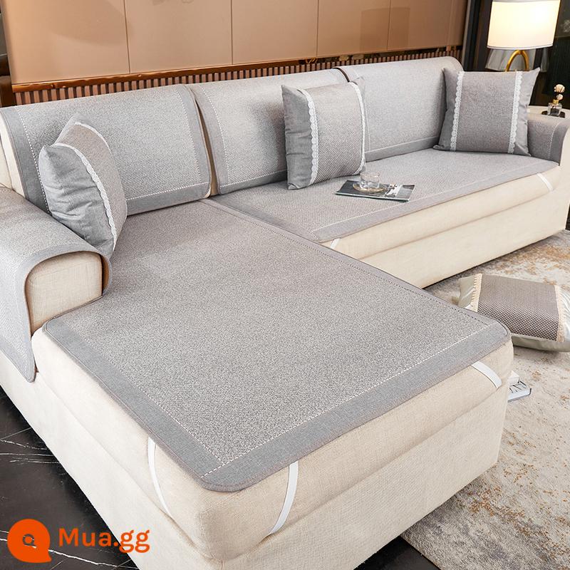 Nam Cực Người Mùa Hè Mây Thảm Sofa Đệm Mùa Hè Thảm Ngồi Đệm Chống Trơn Trượt Ghế Sofa Bao Gồm Tất Cả Đa Năng Bao Khăn Vải - tro đá