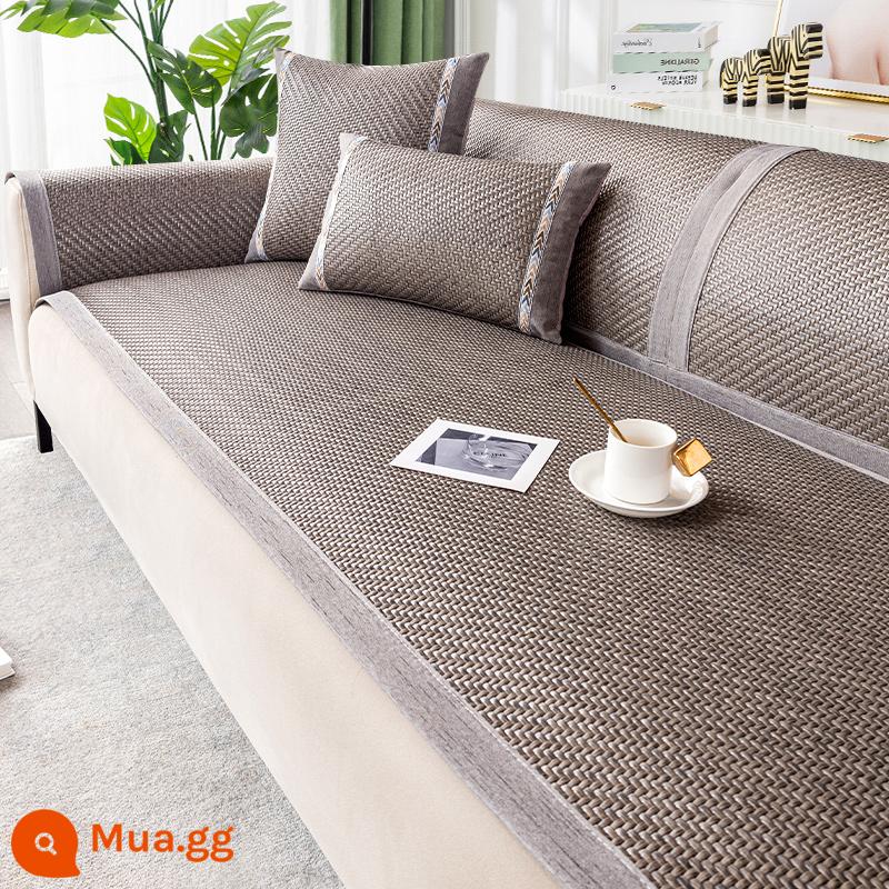 Nam Cực Người Năm 2023 Mới Thảm Mây Sofa Đệm Mùa Hè Hè Thảm Mát Đệm Chống Trơn Trượt Lạnh Ghế Sofa - Đơn giản - xám thủy tinh