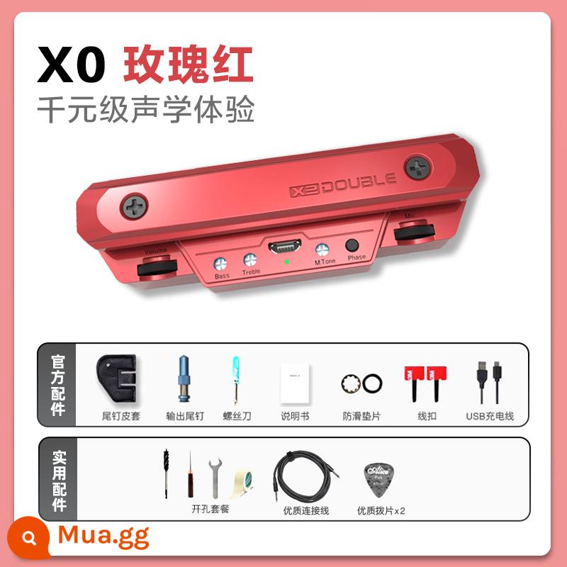 ĐÔI Đàn Guitar Bán X0 Chơi Tàu Debo Miễn Phí Khoan Gỗ Dân Gian Điện Hộp Nhạc Cụ Ghi Âm Bluetooth Không Dây X2 - X0 Rose Red [Dual Pickup] Cấu hình tiêu chuẩn + Gói khoan + Cáp + Pickup