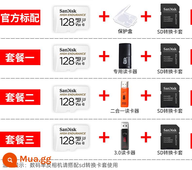 Thẻ nhớ SanDisk 256g thẻ sd tốc độ cao điện thoại di động lái xe đầu ghi giám sát chụp ảnh ống kính máy ảnh lưu trữ 4k thẻ tf - 128G/chỉ giám sát máy ghi âm lái xe