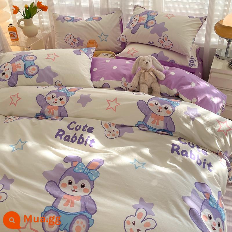 Ins gió giường 4 món 100 cotton ga trải giường cotton nguyên chất Tulip 3 bộ nhỏ họa tiết hoa chăn ga gối đệm ga trải giường - Xingdaitu [in 100% cotton]