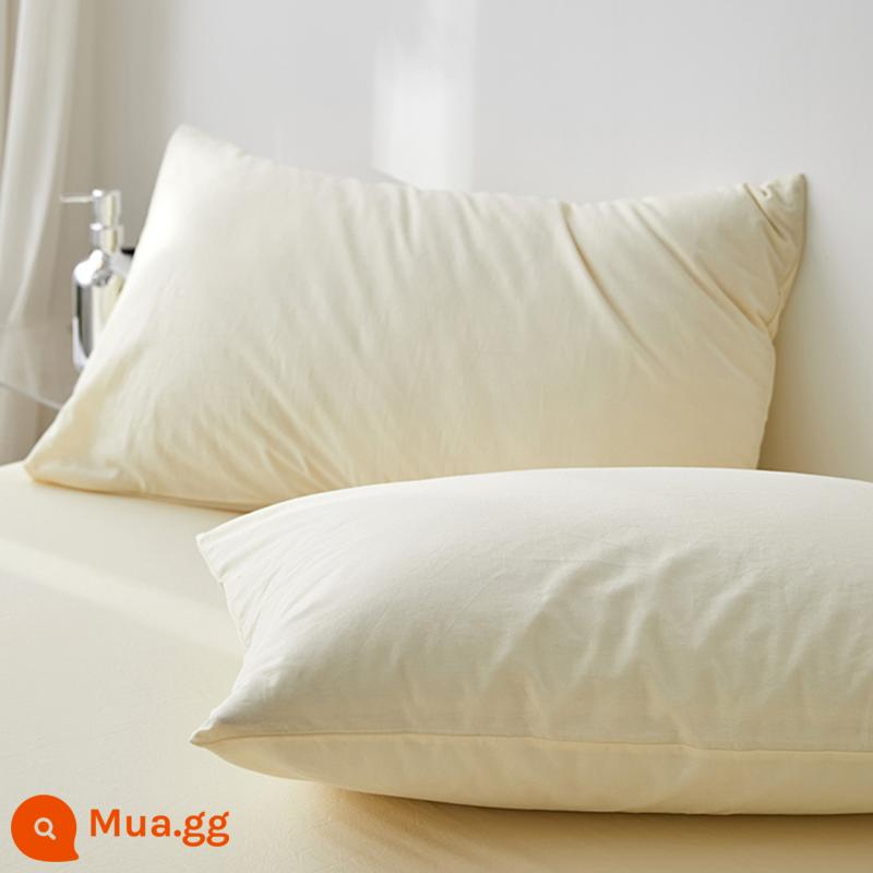 Ins áo gối cotton nguyên chất một đôi lưới màu đỏ phong cách nhà dày 100 áo gối cotton vỏ gối đơn lớp lót - ☆ Màu be [Một cặp vỏ gối cotton]