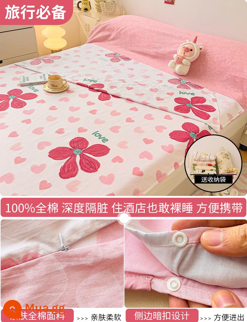 Cotton bẩn túi ngủ khách sạn xách tay du lịch tàu ngủ hiện vật ga trải giường cotton vỏ chăn chuyến đi công tác khách sạn - Lời ấm áp (túi ngủ)-gửi túi đựng cùng kiểu dáng