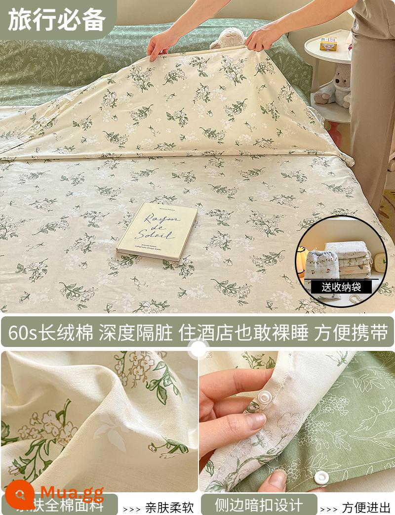 Cotton bẩn túi ngủ khách sạn xách tay du lịch tàu ngủ hiện vật ga trải giường cotton vỏ chăn chuyến đi công tác khách sạn - Tea Art (Túi ngủ)-Gửi cùng túi đựng