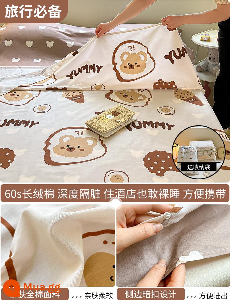 Cotton bẩn túi ngủ khách sạn xách tay du lịch tàu ngủ hiện vật ga trải giường cotton vỏ chăn chuyến đi công tác khách sạn - Cheese Bear (túi ngủ) - đi kèm túi đựng tương tự