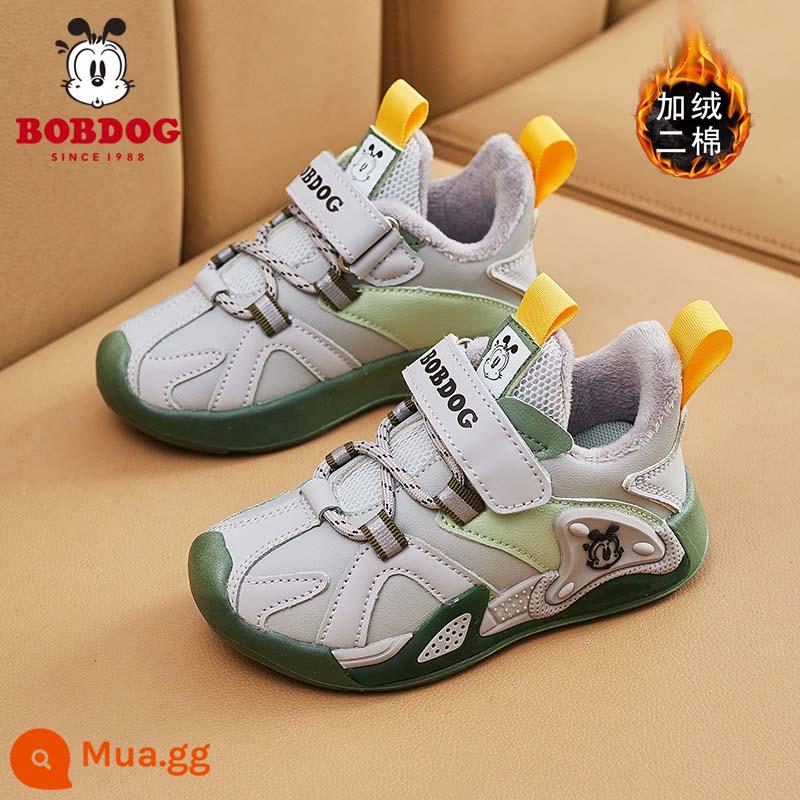 Bobbean Bé Trai Mùa Đông Giày Cotton 2022 Mới Plus Nhung Ấm Áp Dày Dặn Thời Trang Giày Thể Thao Trẻ Em Đế Mềm - Bông thứ hai màu xám 5303