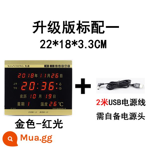 Đồng hồ lịch vạn niên tắt tiếng sáng tạo đồng hồ điện tử dạ quang đồng hồ báo thức phòng khách phòng ngủ kỹ thuật số quá khổ mỏng đồng hồ treo tường ghế đồng hồ - Nâng cấp tiêu chuẩn với đèn đỏ vàng