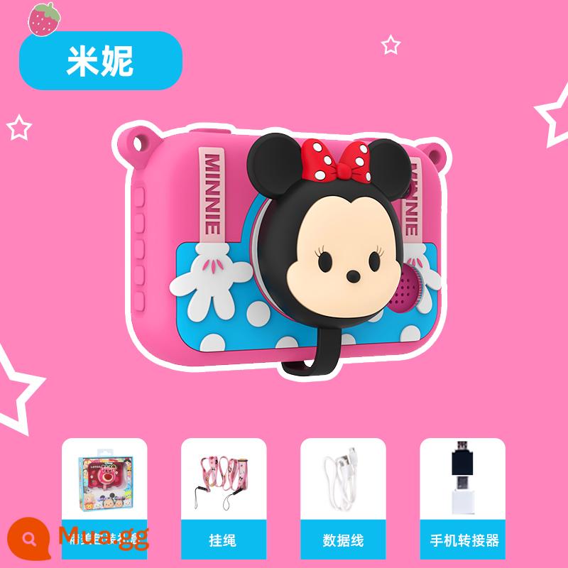 Máy ảnh kỹ thuật số Disney Strawberry Bear dành cho trẻ em có thể chụp ảnh bé trai và bé gái Douyin lưới HD nhỏ bằng một mắt màu đỏ - [Ủy quyền chính hãng] Songsong Minnie (đèn flash màn hình lớn 3,5 inch)