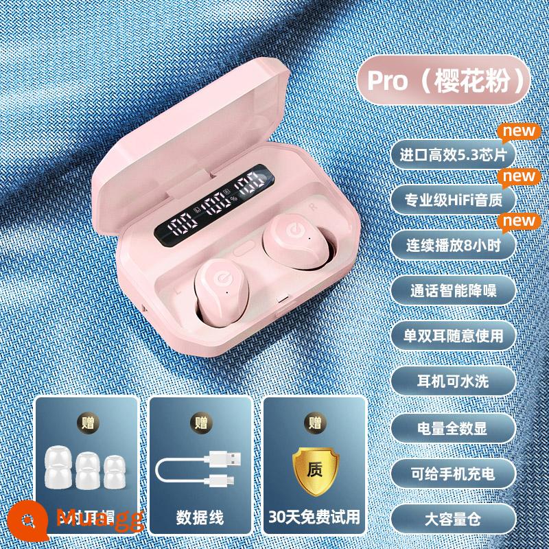 Tai nghe bluetooth không dây 2022 mẫu mới chất lượng âm thanh siêu tốt pin dài hàng chính hãng phù hợp Huawei Apple - Sakura Pink [Phiên bản độc quyền Pro★Chất lượng âm thanh chuyên nghiệp★Chip Bluetooth 5.3★Tuổi thọ pin siêu dài]