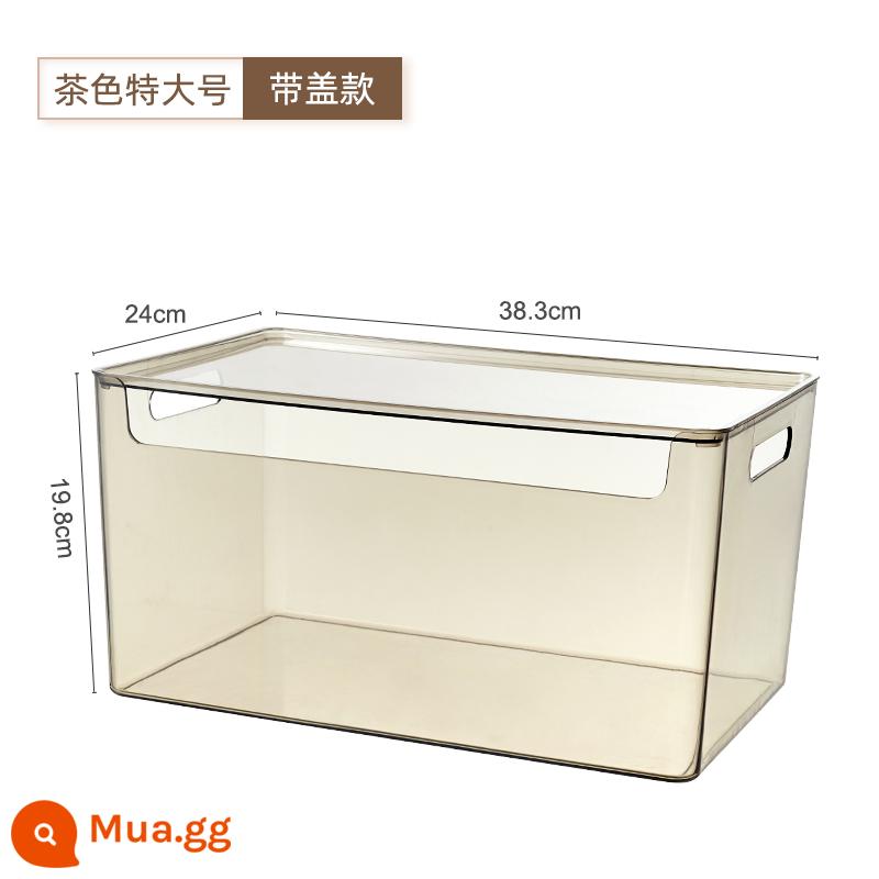 Máy Tính Để Bàn Hộp Bảo Quản Trong Suốt Mặt Nạ Mỹ Phẩm Hoàn Thiện Hộp Acrylic Giỏ Đựng Đồ Ăn Gia Đình Nhà Bếp Đồ Lặt Vặt Hộp Bảo Quản - Màu nâu cực lớn (có nắp)