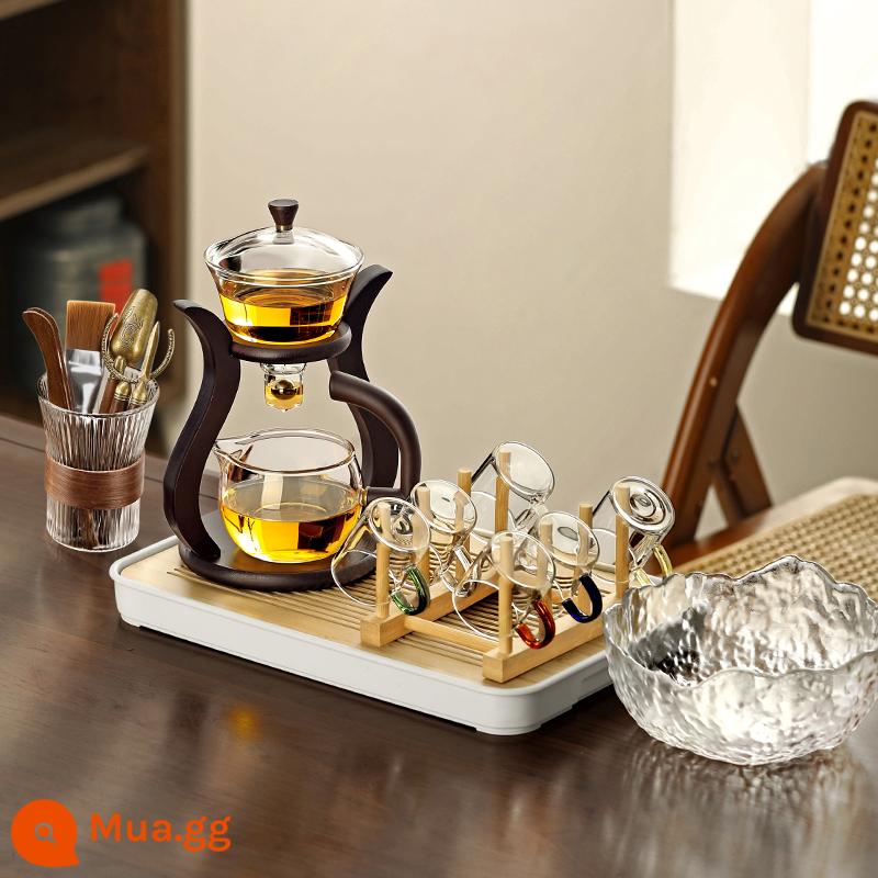 Thủy tinh bán đồ uống bán trà nhóm kết hợp những người lười biếng với ấm trà Bubbot Tea Tea Cup - Bộ ấm trà 14 tuổi + 6 tách + khay trà xoay đàn piano + bộ trà trà sọc dọc nước rửa trà [kèm khay đựng cốc - bộ 17 đầu]