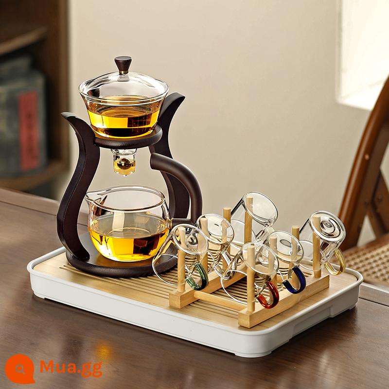 Thủy tinh bán đồ uống bán trà nhóm kết hợp những người lười biếng với ấm trà Bubbot Tea Tea Cup - Bộ trà tự động 7Yaoyue + cốc sáu màu tinh tế + khay trà xoay đàn piano [Ưu đãi đặc biệt - tặng cốc đựng cốc]