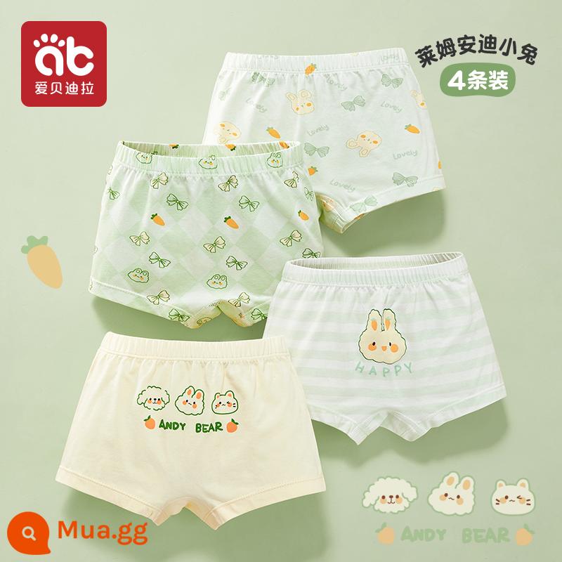 Quần lót trẻ em bé gái cotton boxer bé gái quần đùi cotton bốn góc mùa hè bé gái lớn bé không kẹp xì hơi - Gói Andy Bunny-4