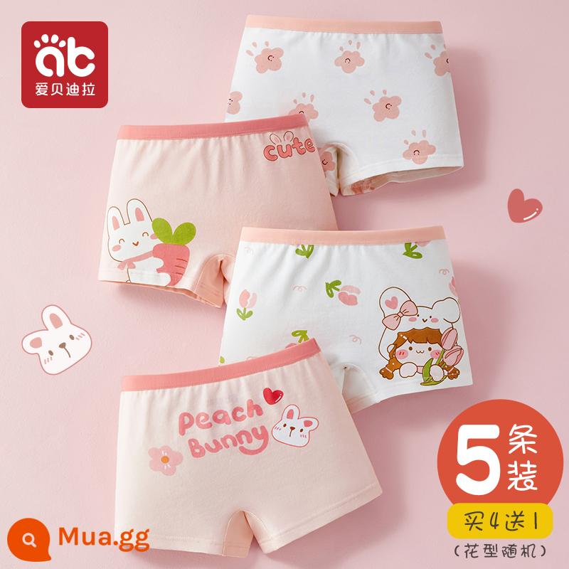 Quần lót trẻ em bé gái cotton boxer bé gái quần đùi cotton bốn góc mùa hè bé gái lớn bé không kẹp xì hơi - Gói Jessica Bunny-5