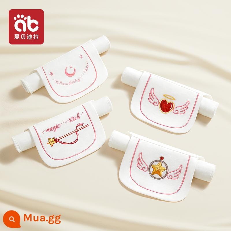 Khăn thấm mồ hôi cotton cho trẻ sơ sinh khăn thấm mồ hôi mẫu giáo bé tấm lót lưng full cotton khổ lớn thêu tên Hán bé trai bé gái - 4 gói chải kỹ loại A-Magic Academy [tầng 4]