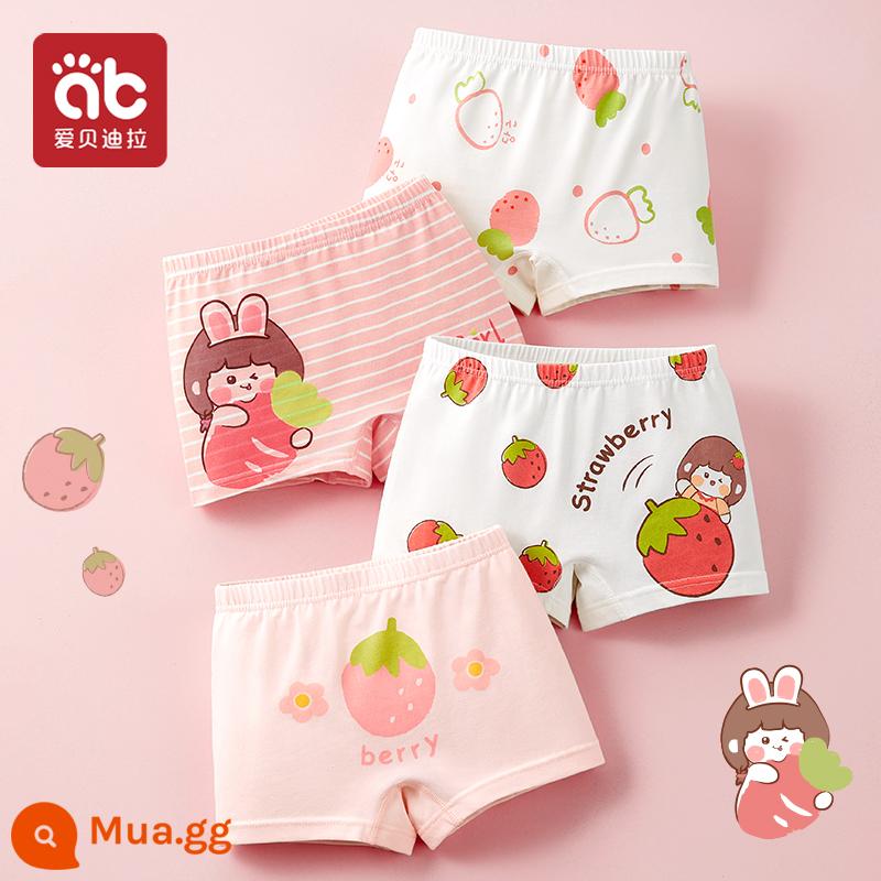 Quần lót trẻ em bé gái cotton quần đùi boxer quần boxer bé gái 100% cotton big boy 100% không mông - Cô bé Hemei-4 gói