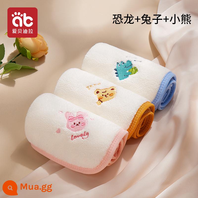 Khăn lau nước bọt cho bé sơ sinh khăn vuông nhỏ đặc biệt tắm cho bé khăn lau trẻ em cotton mềm siêu mềm khăn mặt - [3 vật phẩm]Khủng long+Thỏ+Gấu.