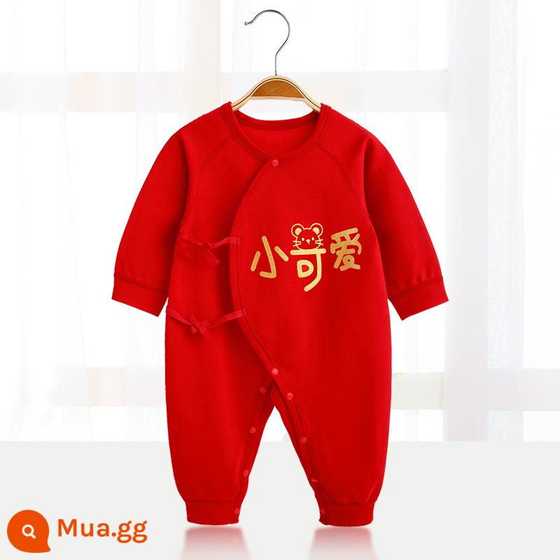 Áo liền quần cotton nguyên chất cho bé Quần áo năm mới quần áo trăng tròn sơ sinh áo liền quần lễ hội năm mới áo liền quần mùa xuân, thu đông - 〖Phong cách thông thường〗Dễ thương