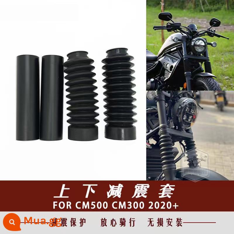 Thích hợp cho Honda CM300 sửa đổi phụ kiện tấm vải liệm đệm ngồi nắp động cơ nắp bình xăng CM500 ghế một mảnh - Tay áo chống sốc trên và dưới màu đen