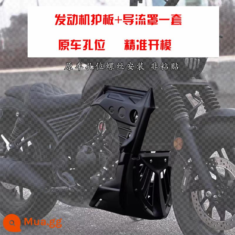 Thích hợp cho Honda CM300 sửa đổi phụ kiện tấm vải liệm đệm ngồi nắp động cơ nắp bình xăng CM500 ghế một mảnh - Bảo vệ động cơ màu đen + bộ yếm dưới