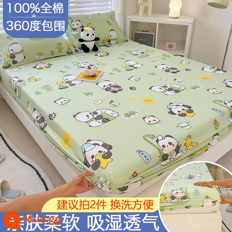 Túi vải cotton trải giường đơn mảnh vải phủ giường chống bụi dày Simmons vỏ bọc nệm bao gồm tất cả ga trải giường - gấu trúc Huahua